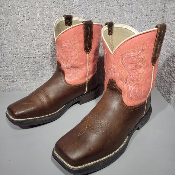 Ariat Anthem Shortie Myra Women’s Size US 10B Brown Pink Leather Cowboy Boots. - Picture 4 of 12